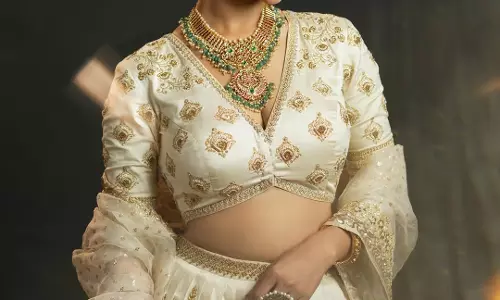 Ruhani Sharma Looks Dreamy in Ivory Bridal Lehenga