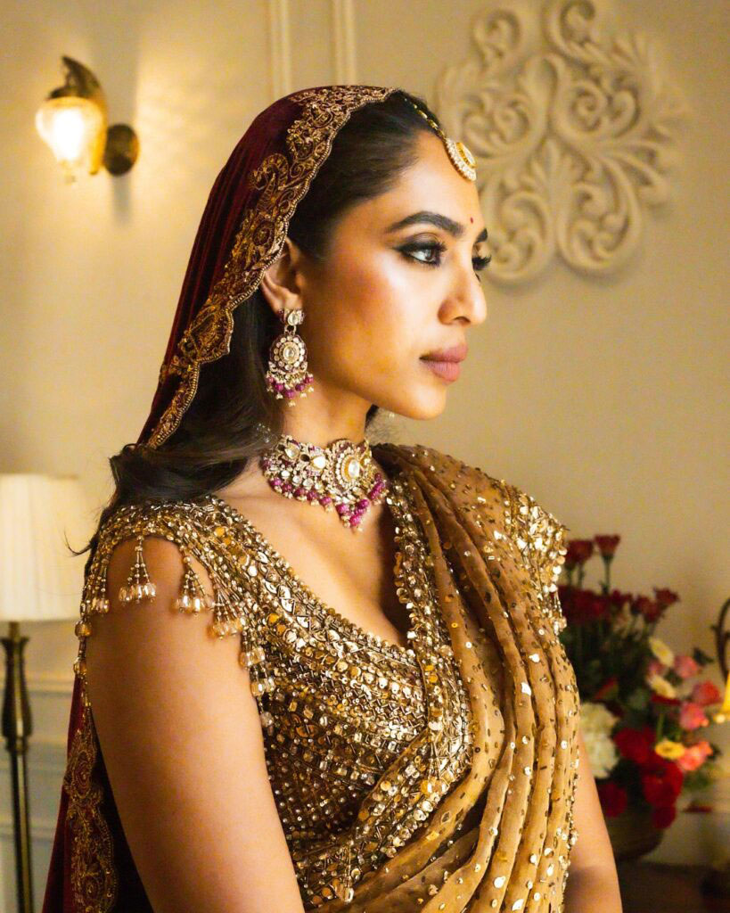 Sobhita Dhulipalas Gold Lehenga Portrays Royal Moment