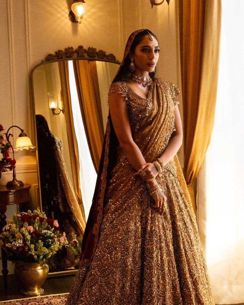 Sobhita Dhulipalas Gold Lehenga Portrays Royal Moment Sobhita Dhulipalas Gold Lehenga Portrays Royal Moment