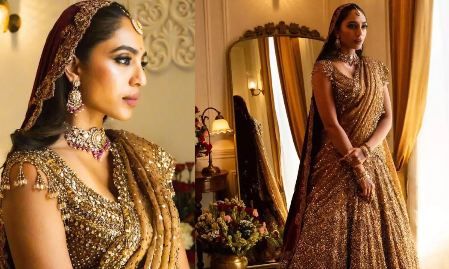 బ్రైడల్ లుక్ లో మెస్మరైజ్ చేస్తున్న శోభిత.. ఫోటోలు వైరల్! బ్రైడల్ లుక్ లో మెస్మరైజ్ చేస్తున్న శోభిత.. ఫోటోలు వైరల్!