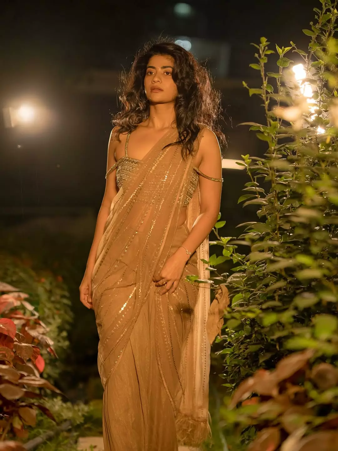 Abhignya Vuthaluru Quiet Grace In Gold Saree Abhignya Vuthaluru Quiet Grace In Gold Saree