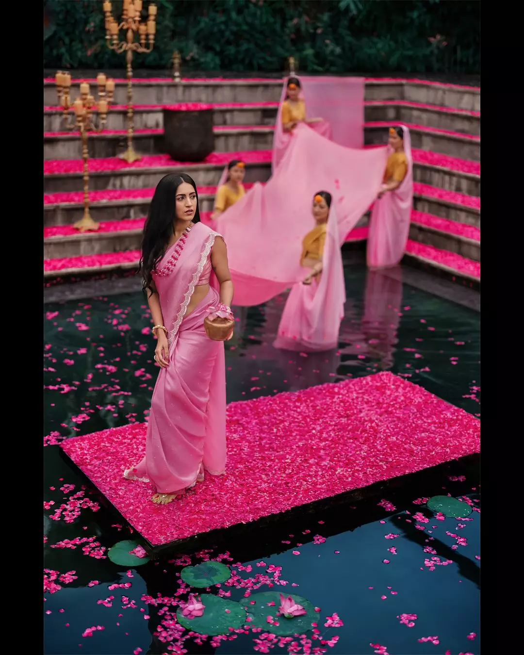 Mega Grace Niharika Konidelas Luminous Pink Saree Portrait Mega Grace Niharika Konidelas Luminous Pink Saree Portrait