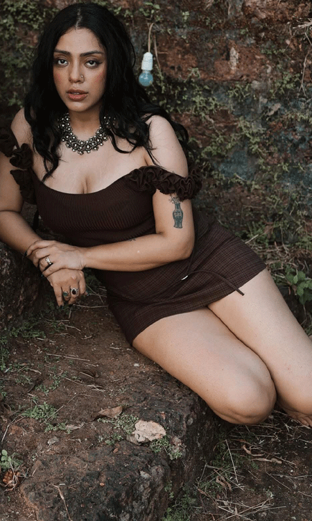Deviyani Sharma channels rugged charm in brown off-shoulder mini dress