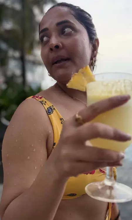 Anasuya Bharadwaj Welcomes 2026 With Her Husband in Pool