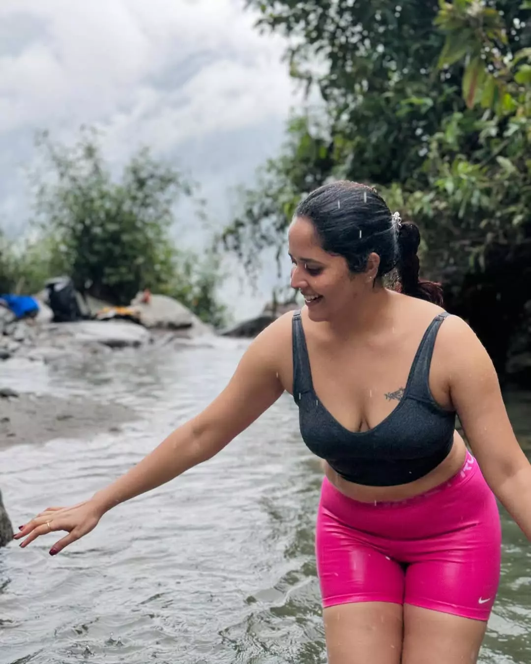 Anasuya Bharadwaj Welcomes 2026 With Her Husband in Pool