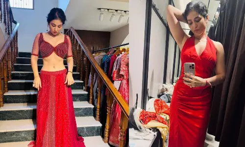 రెడ్ డ్రెస్ లో హొయలు పోతున్న తెలుగమ్మాయి!