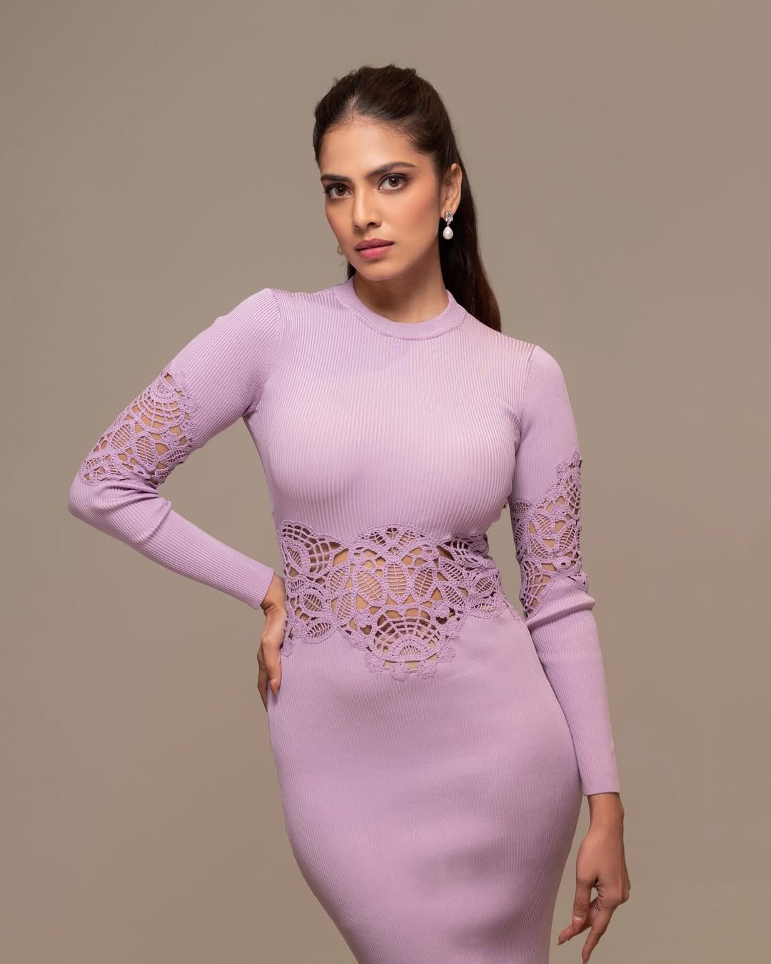 Malavika Mohanan Stuns in Lavender Haze Midi Dress Malavika Mohanan Stuns in Lavender Haze Midi Dress