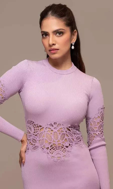 Malavika Mohanan Stuns in Lavender Haze Midi Dress