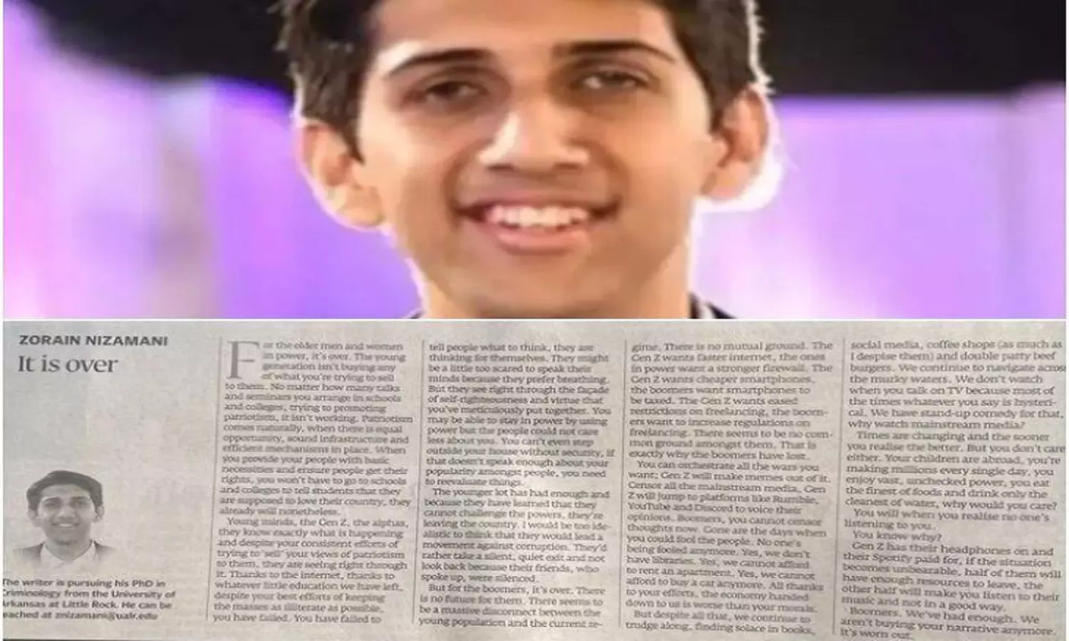 ఒక్క ఆర్టికల్ తో పాకిస్తాన్ సర్కార్ కు చెమటలు పట్టించిన జెన్ జెడ్ యువకుడు ఒక్క ఆర్టికల్ తో పాకిస్తాన్ సర్కార్ కు చెమటలు పట్టించిన జెన్ జెడ్ యువకుడు