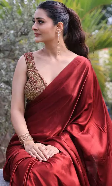 Payal Rajput Stuns In Satin Silk Saree