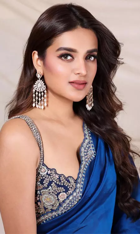 Nidhhi Agerwal’s Royal Blue Saree Look is Perfect Festive Inspiration