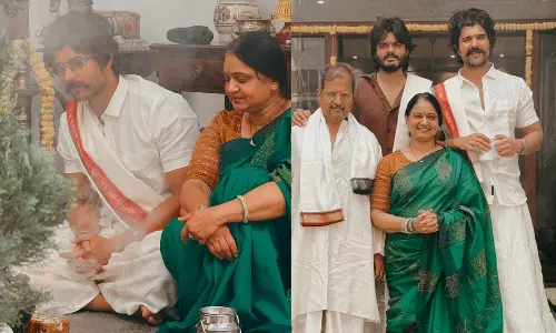 ట్రెడిషనల్ లుక్ లో రౌడీ హీరో.. పంచెకట్టులో మీసం మెలేస్తూ!