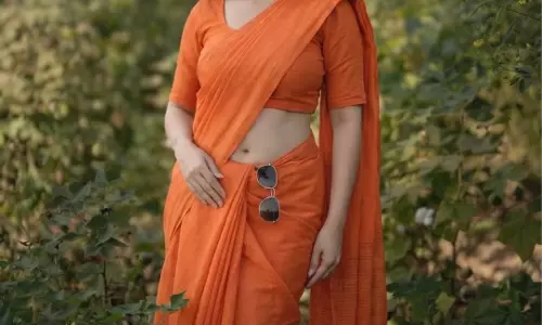 Priyanka Kholgades Orange Saree Look