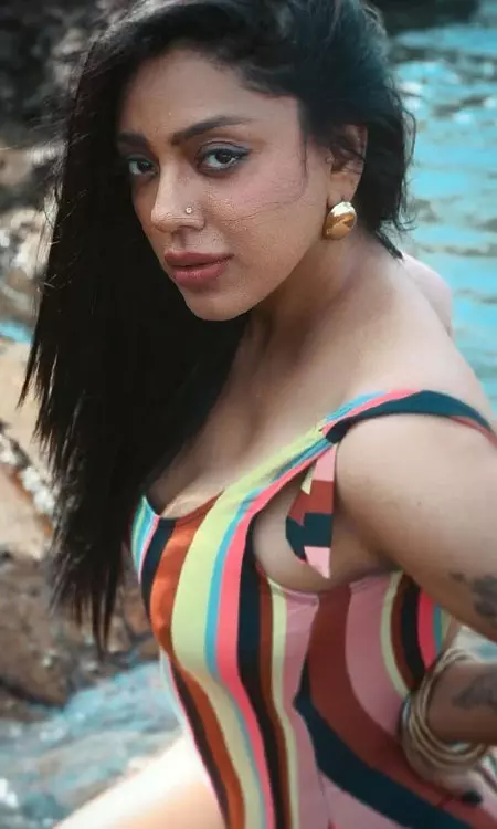 Deviyani Sharma Rocks a Striped Swimsuit Look