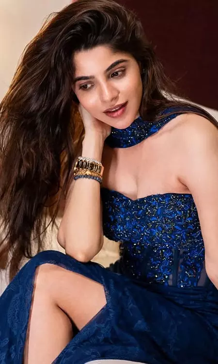 Divyabharathi Shines In Sparkling Blue Outfit