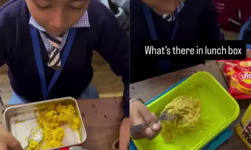 స్కూలు పిల్లల లంచ్  బాక్స్ లో ఏమిటీ దారుణం... వైరల్  వీడియో!
