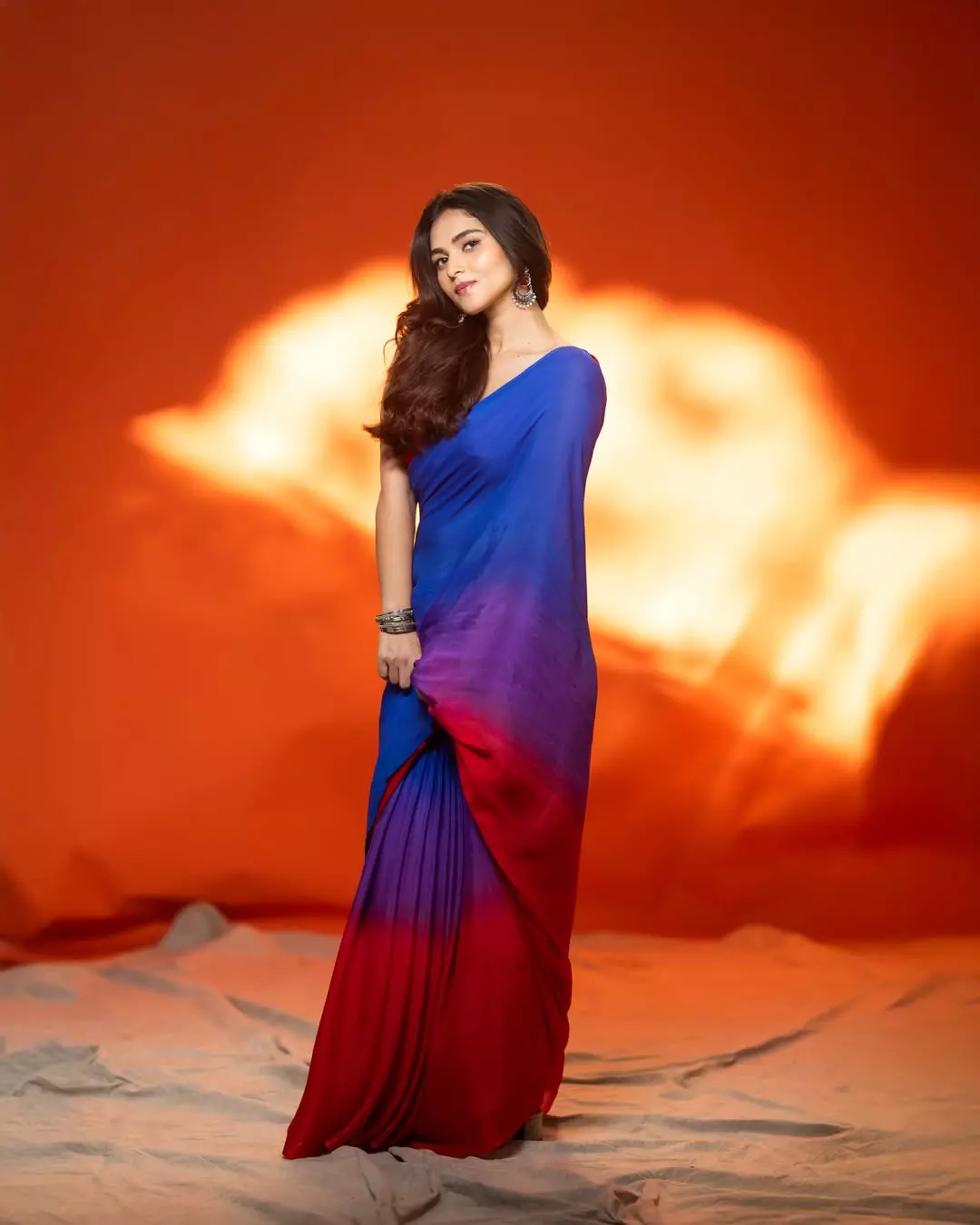 Kayadu Lohar’s Peacock Grace in Blue Elegance