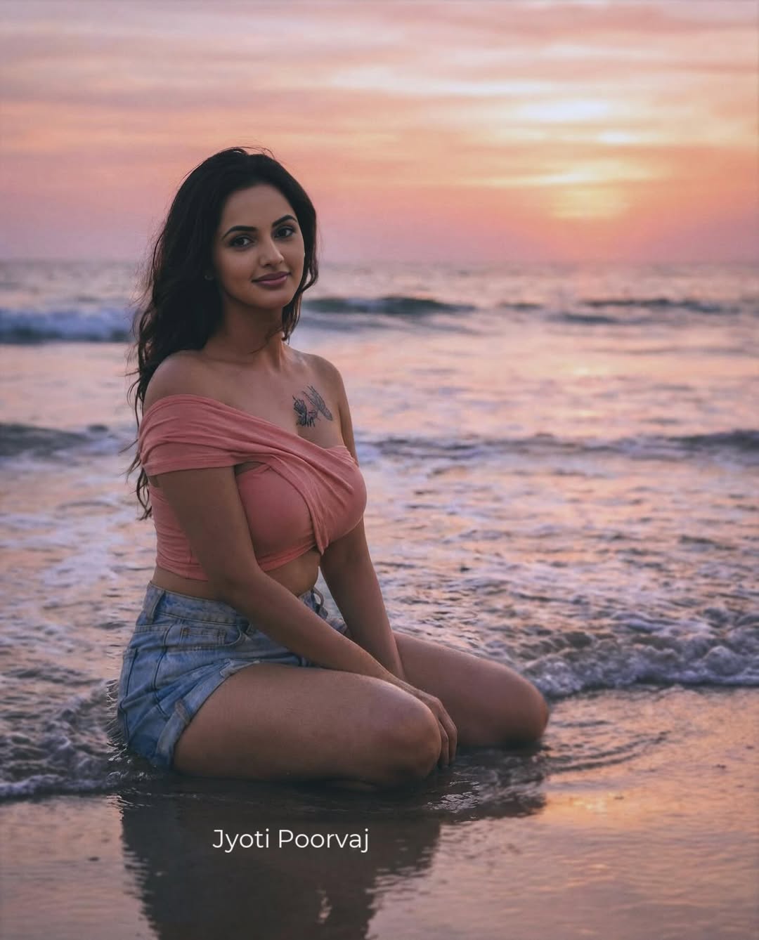 Jyoti Poorvajs Chic Off-Shoulder Look Goes Viral by the Sea Jyoti Poorvajs Chic Off-Shoulder Look Goes Viral by the Sea
