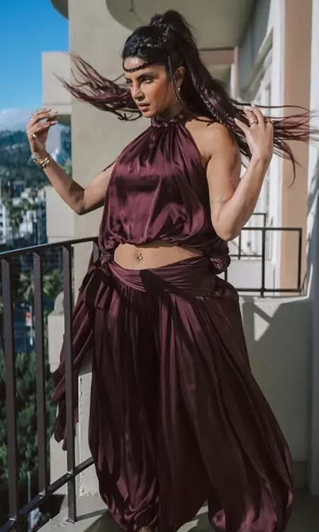 Priyanka Chopra Stuns in Burgundy Elegance