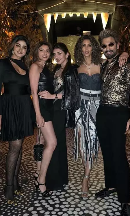 Miheeka Daggubati and Allu Arjun Shine at Allu Sirishs Pre-Wedding Celebration