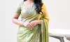 Nayan Sarika Stuns in Lime-Green Silk Saree Photoshoot