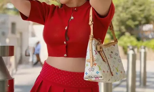 Aditi Budhathoki Stuns in Red Outfit