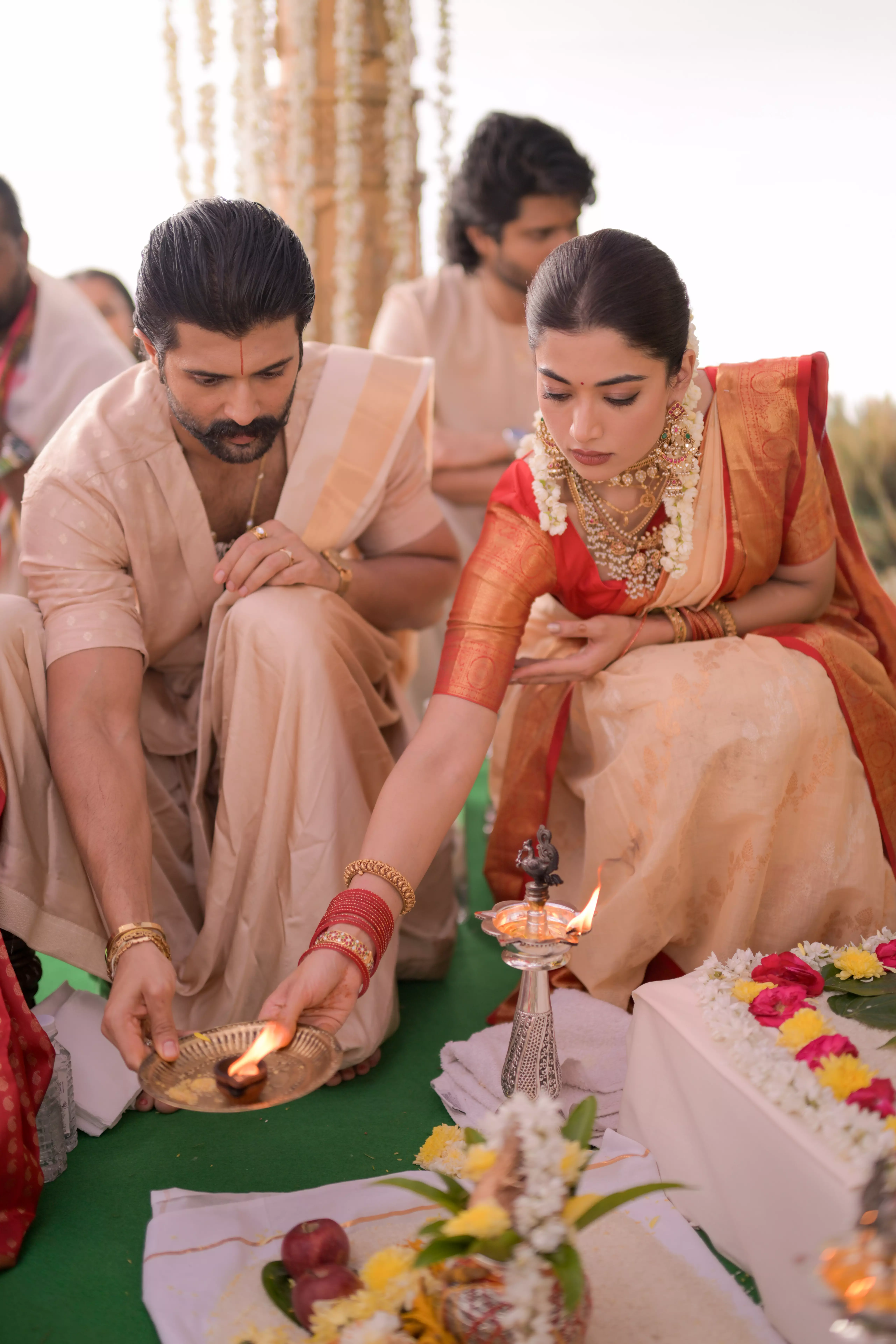 Vijay and Rashmika Embrace Tradition at Vratham Vijay and Rashmika Embrace Tradition at Vratham