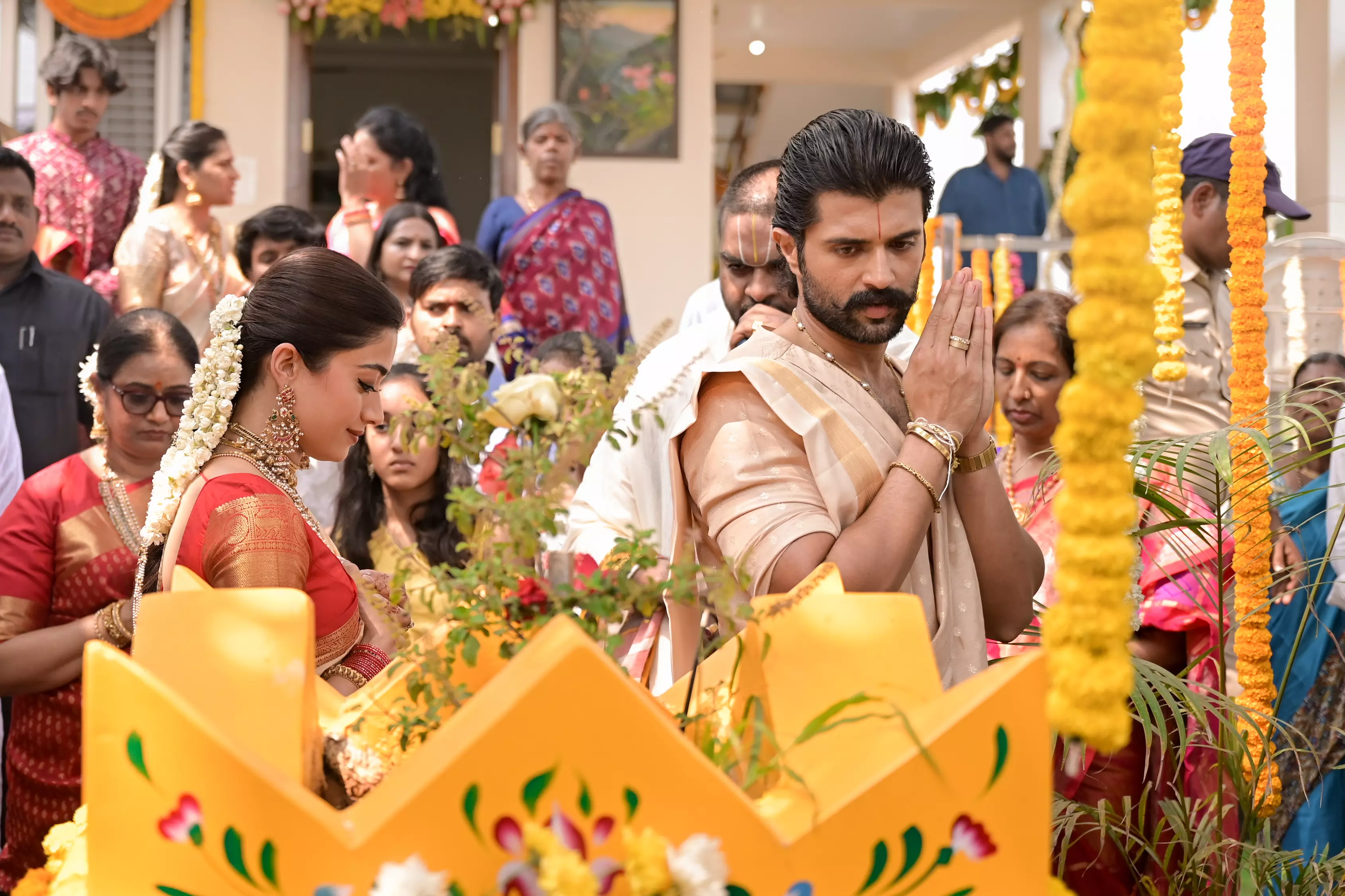 Vijay and Rashmika Embrace Tradition at Vratham Vijay and Rashmika Embrace Tradition at Vratham