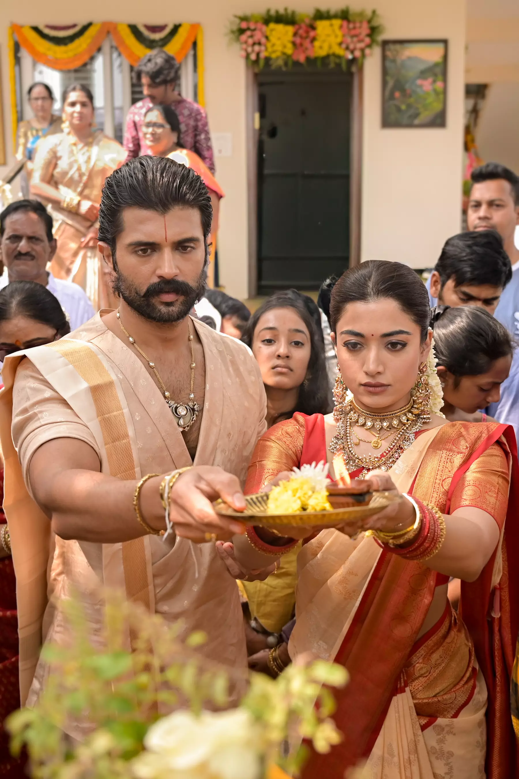 Vijay and Rashmika Embrace Tradition at Vratham Vijay and Rashmika Embrace Tradition at Vratham