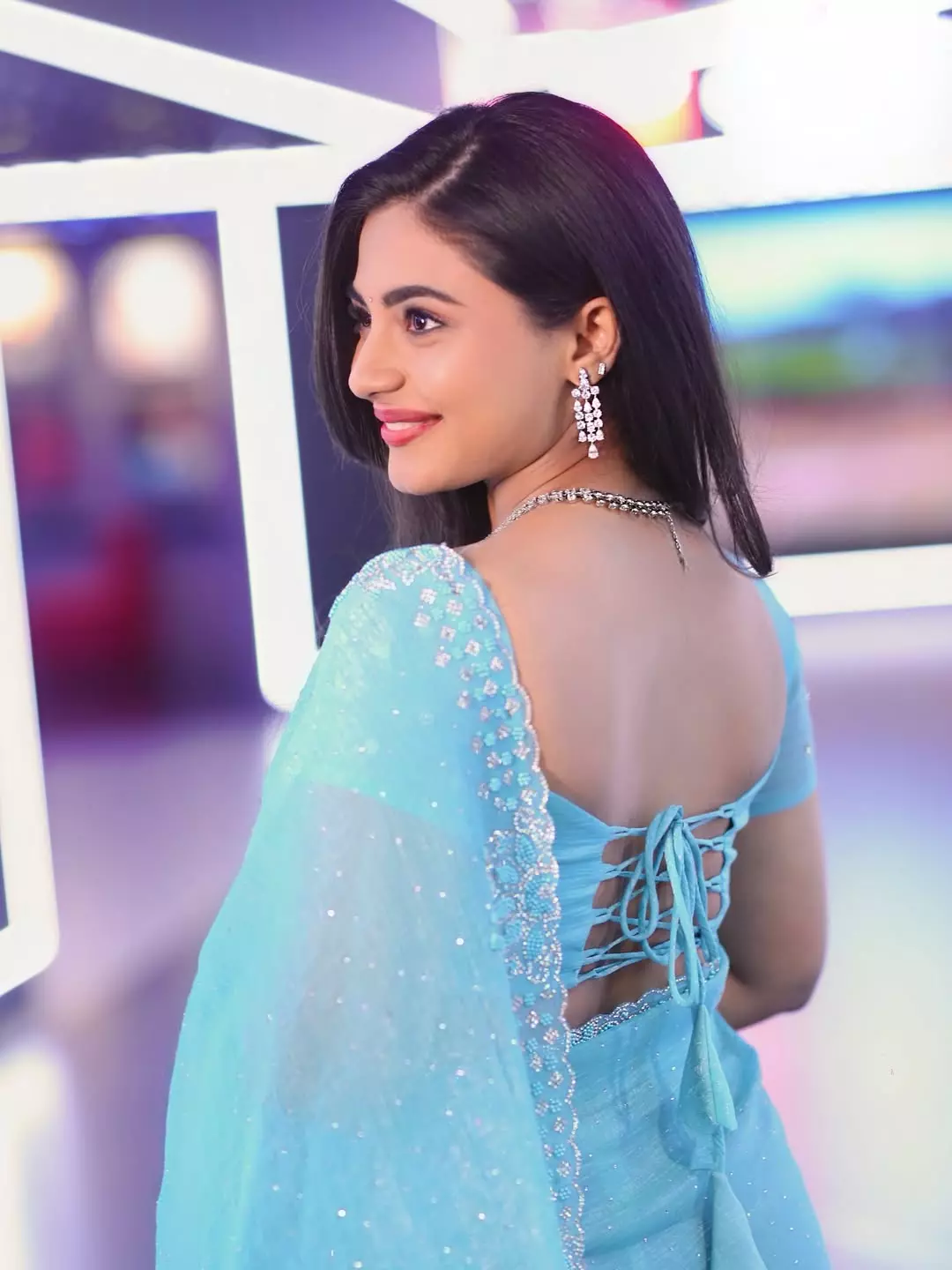 Nayan Sarika Radiates Elegance In Golden-Green Saree Nayan Sarika Radiates Elegance In Golden-Green Saree