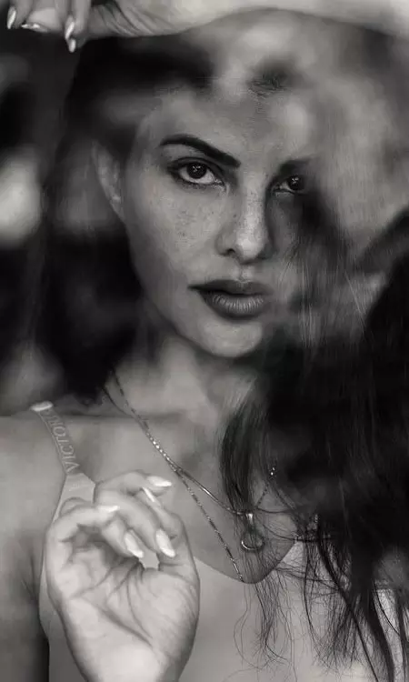 Jacqueline Fernandez Adorable Black and White Photo