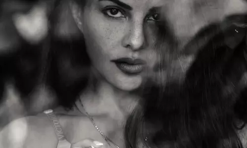Jacqueline Fernandez Adorable Black and White Photo