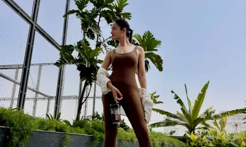 Shanvi Srivastava Stuns in Brown Bodysuit, Shows Her Post Festival Fitness Routine
