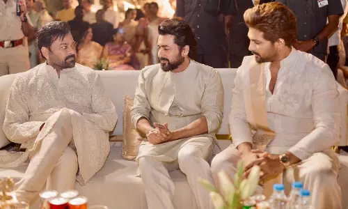 అల్లు వారి పెళ్లి అపురూప దృశ్యం: ఒకే ఫ్రేమ్‌లో చిరంజీవి-సూర్య- అల్లు అర్జున్