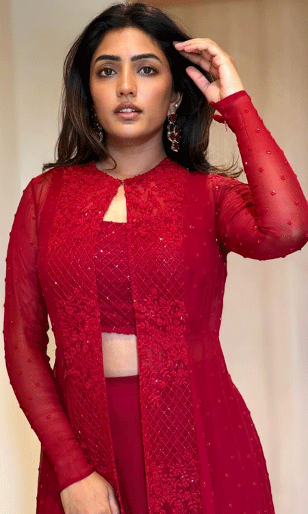 Eesha Rebba Stuns in Red Lehenga with Graceful Ethnic Elegance