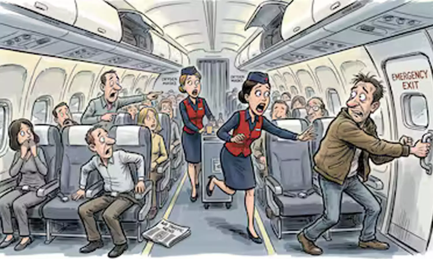 గాలిలో ఎమర్జెన్సీ డోర్‌ తీసేందుకు యత్నం.. విమాన ప్రయాణికుడి వెర్రి చేష్టలు..