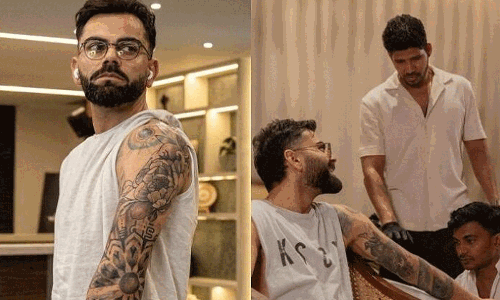 కోహ్లీ  శివ తత్వం.. సోషల్ మీడియాను షేక్ చేస్తున్న  కొత్త టాటూ అర్థం తెలుసా?