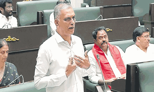 సభలో కాంగ్రెస్ మంత్రుల్ని ఆట ఆడుకున్నహరీశ్