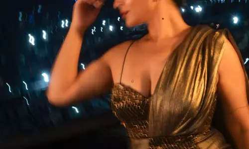 Inaya Sultana stuns in golden gown with dreamy night vibes