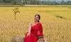 Vaishnavi Chaitanya Stuns in Red Saree Amid Scenic Paddy Fields
