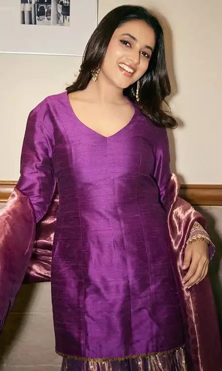 Purple Perfection: Priyanka Mohan Shines with Joy