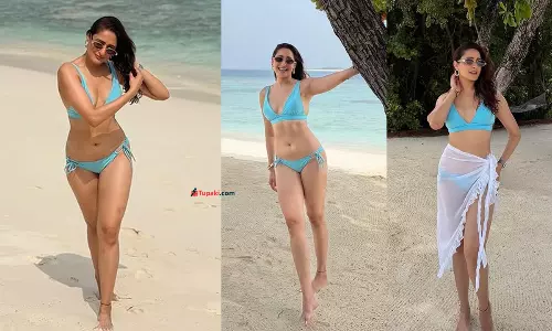 స్వ‌ర్గం క‌ళ్ల ముందే బులుగు బికినీలో!