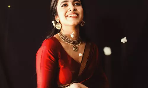 Shivani Nagaram Channels Ravi Varma Muse in Stunning Red Silk Saree