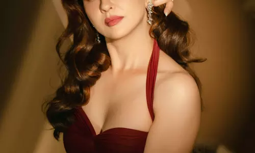 Saumya Tandon Stuns in Elegant Maroon Halter-Neck Look
