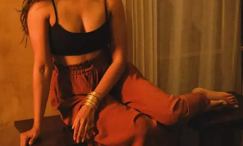 Chaithra J Achar Rocks Black & Rust Ethnic Fusion Look