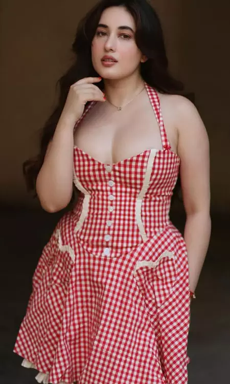 Aditi Budhathoki Stuns in Chic Red Gingham Look