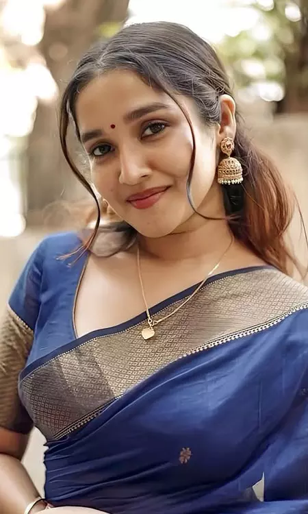 Anikha Surendran Shines in Elegant Blue Saree Look