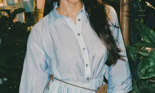 Sapthami Gowda Shines in Soft Blue Elegance
