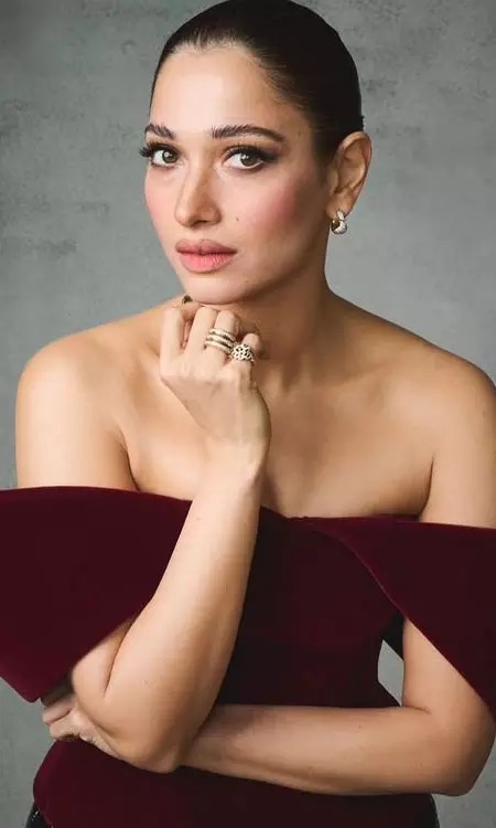 Tamannaah Bhatia Stuns in Bold Burgundy Glam Look