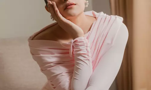 Rukmini Vasanth Stuns in a Dreamy Pink Off-Shoulder Gown